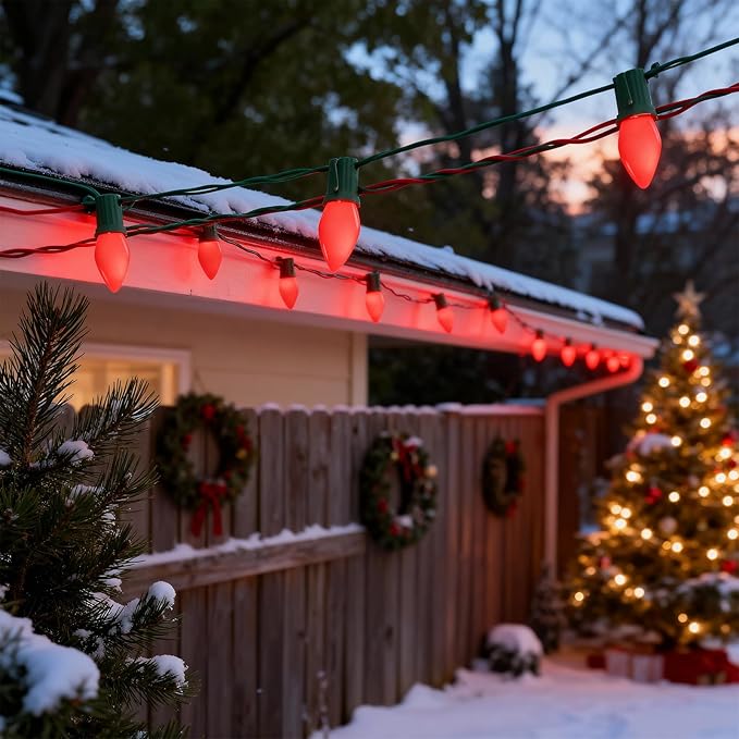 C7 Red LED Light Bulb,25 Pack 0.6w C7 Ceramic Christmas Candle Bulbs With E12 Candelabra Base Vintage Red Replacement Bulbs For Indoor Outdoor Valentine Christmas String Lights, Night Light Bulb - Bloomnest