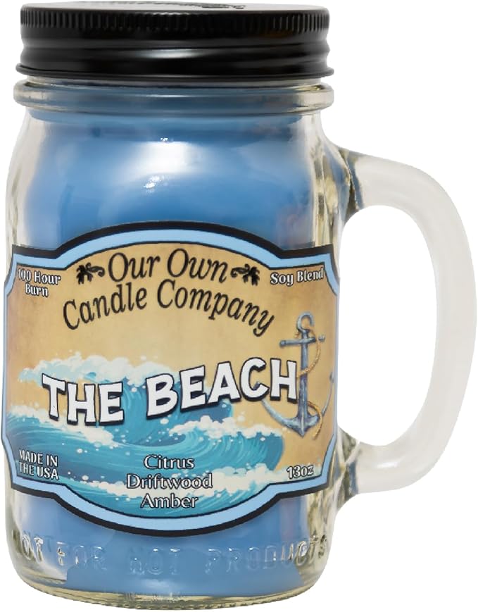 Our Own Candle Company, The Beach Scented Mason Jar Candle, 100 Hour Burn Time, 13 Ounces - Bloomnest