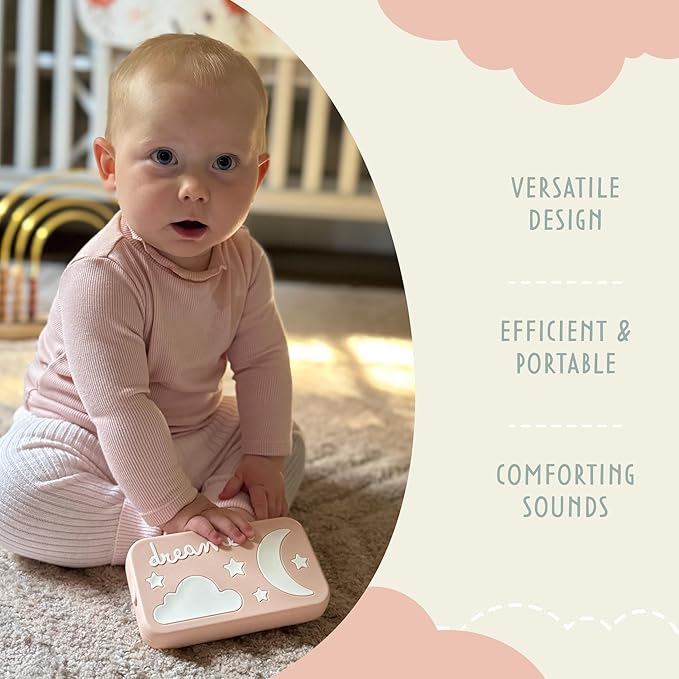 Dreamer Sound Machine - Portable BPA-Free Silicone Sleep Aid with Sleep-Promoting Frequencies, Night Light & Soothing Sounds for Babies & Kids - Peach