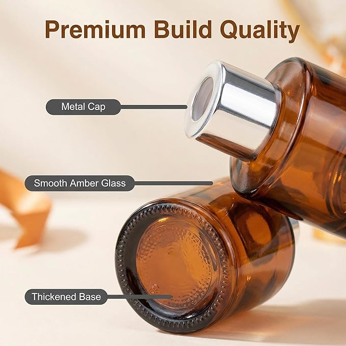 2PCS 50ml/1.6oz Glass Diffuser Bottles, Amber & Brown, Aromatherapy Storage Containers, Fragrance Accessories, DIY Replacement Diffuser Sticks, Home Decor Bloomnest