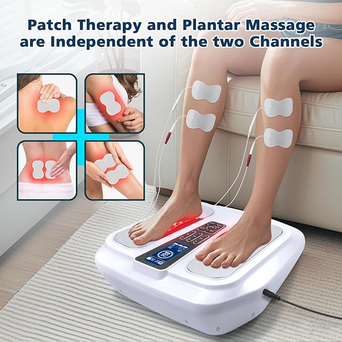 EMS & TENS Foot Massager for Neuropathy Relief, Electric Muscle Stimulator with Heat, Improves Circulation, Relieves Plantar Fasciitis, Swelling & Leg Cramps