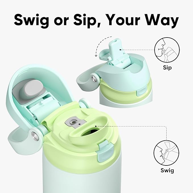 ENCOOL Leakproof Insulated Water Bottle with Straw Dual-Sip Water Bottle Bag-Safe Design for Work, Commute & Gym – Keeps Drinks Cold All Day, 24 oz, Lime White ENCOOL