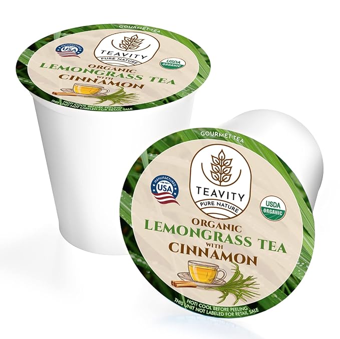 Teavity Organic Lemongrass and Cinnamon Tea Pods for Keurig - 24 Pods - Bloomnest