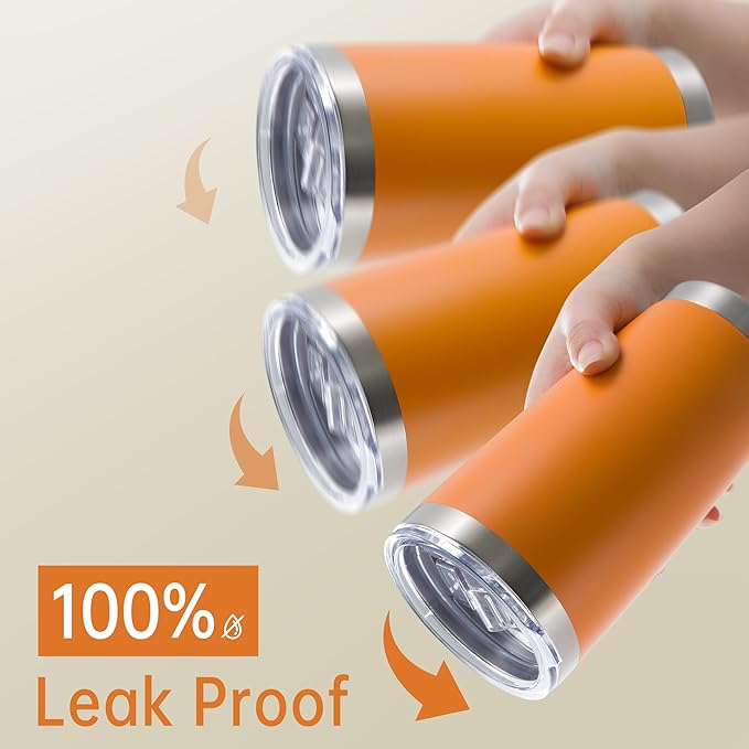 20 oz Tumblers Bulk Stainless Steel Tumbler with Lid Double Wall Vacuum Insulated Coffee Mug 20oz Powder Coated Cup for Hot and Cold Drinks, Orange, 12 pack - Bloomnest