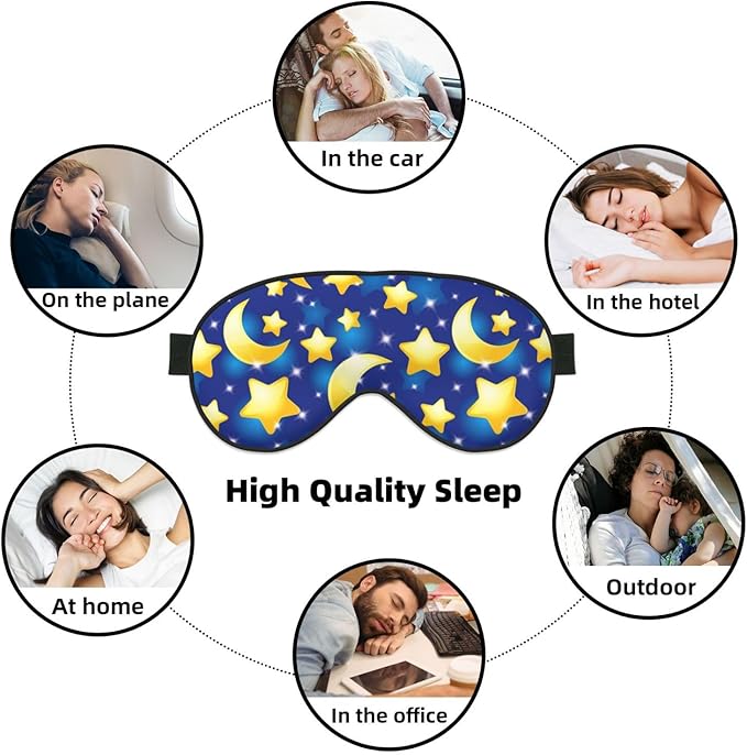 Night Sky Star and Moon Sleeping Eye Mask Eye Mask for Sleeping Soft Comfort Eye Shade Blackout Eye Cover for Deep Rest Travel Nap Meditation - Bloomnest