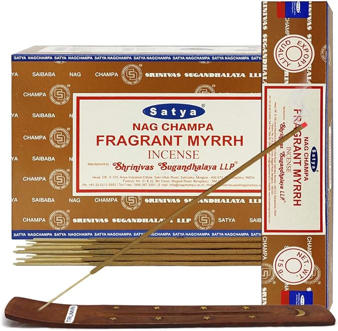Fragrant Myrhh Incense Sticks and Incense Stick Holder Bundle Insence Insense Satya - Bloomnest