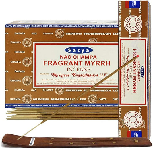 Fragrant Myrhh Incense Sticks and Incense Stick Holder Bundle Insence Insense Satya - Bloomnest