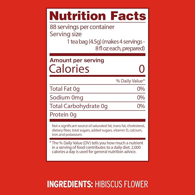 Luzianne Unsweetened Hibiscus Iced Tea Bags, Family Size, 22ct Box (Pack of 6) - Bloomnest