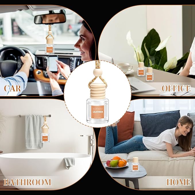 AROIC Hanging Car Air Freshener - 6 Pack Luxury Leather Scent Air Freshener Set, Long-Lasting Natural Essential Oil Fragrance Diffuser Eliminates Odors,Ideal Business Gift for Car Accessories Unisex - Bloomnest