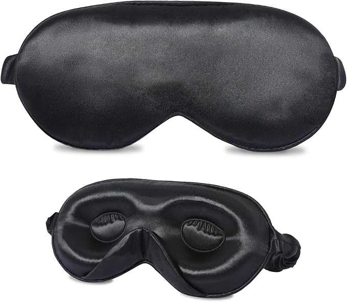 ZIMASILK Adjustable 22 Momme 100% Mulberry Silk Sleep Mask, Upgraded 3D Contoured Cup Eye Mask for Sleeping, Super Soft & Breathable Blindfold, Blackout for Deep Sleeping (Black) - Bloomnest