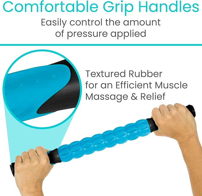 Vive Massage Stick Roller for Muscle, Back, Legs - Deep Tissue Body Fascia Massager for Hamstring, Calf, Neck Pain, Trigger Point, Exercise -Rolling Relief Tool for Physical Therapy, Recovery