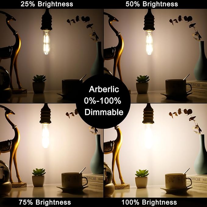 Arberlic 5 Inch Tubular Light Bulb,6W T10 LED Bulb Equivalent E26 led Bulb 60 watt dimmable,Neutral White 4000K,600lm,CRI85+,AC120V,Clear Glass Long E26 Edison Bulb,Flicker-Free,Pack of 6 - Bloomnest