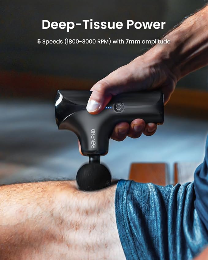 RENPHO Mini Thermacool Massage Gun with Heat and Cold, Christmas Gifts for Women Men, Portable Deep Tissue Heated Relief, 5 Speed Settings, Travel Massage Gun with Carry Case, Quiet Back Massager - Bloomnest