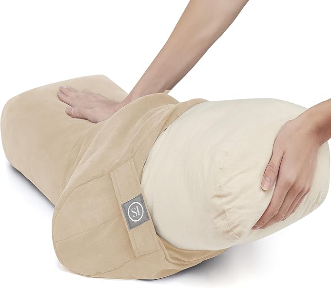 Meditation Cushion Bolster Pillow for Restorative Yoga – Supportive Cushion for Meditation, Pilates, and Relaxation – Filled with Buckwheat Hulls - Removable Cover - Bloomnest