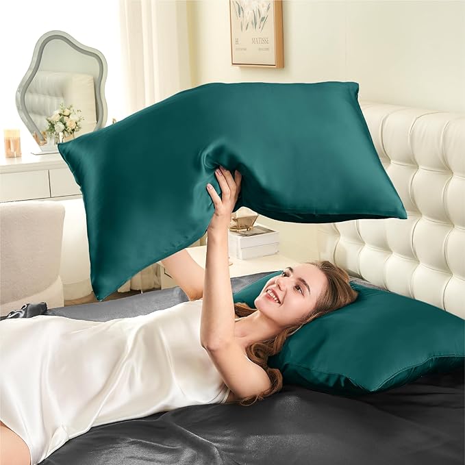 INFIIXSO Mulberry Silk Pillow Case King Size, Silk Pillowcase with Hidden Zipper 20"x36", Extraordinary Smooth and Soft Pillow Cases for Hair and Skin(Teal, 1 Pack) - Bloomnest