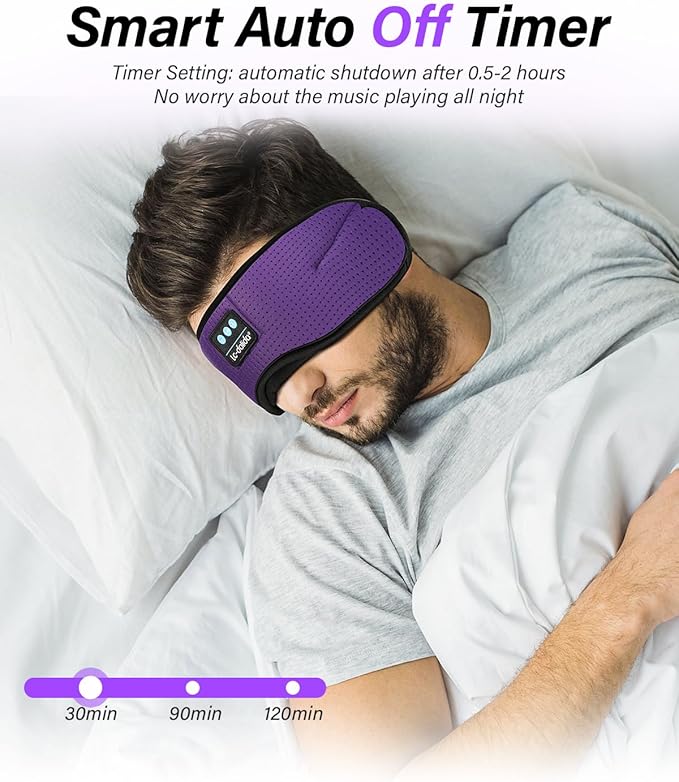LC-dolida Sleep Headphones, White Noise Bluetooth Sleep Mask 3D Breathable Wireless Eye Mask for Timing, Sleep Mask with Bluetooth Headphones for Side Sleepers Travel Yoga, Cool Gadgets for Women Men - Bloomnest