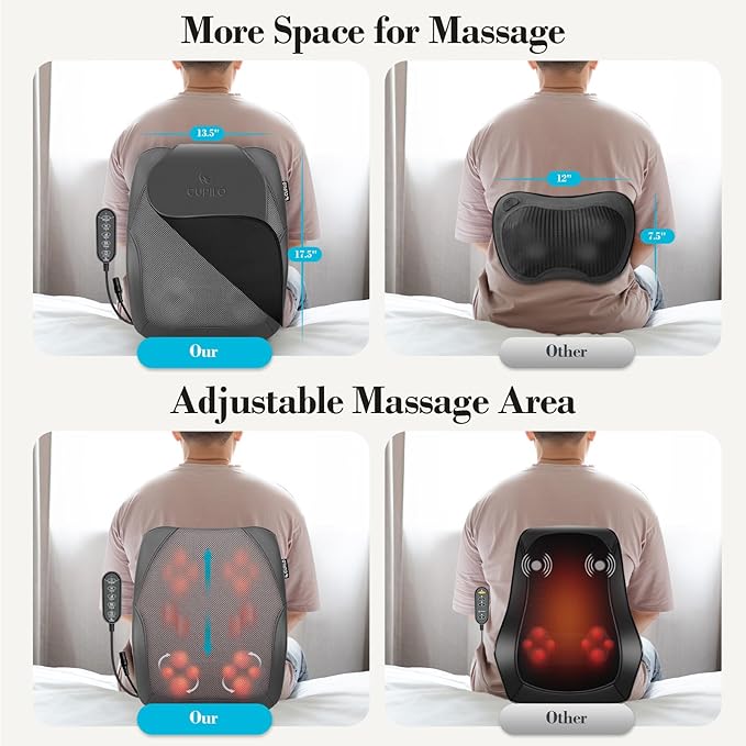 Shiatsu Back Massager with Heat for Deep Tissue Pain Relief, 4D Kneading & Rolling Up and Down Car Low Back Massager for Office and Home Use - Bloomnest