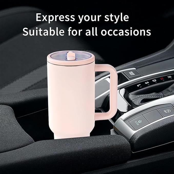 40 oz Insulated Tumbler with Handle,Flip Straw,Lid & Rubber Base Stainless Steel Water Bottle - Leak Proof Vacuum Insulated Mug BPA Free Reusable Travel Cup Gifts for Women/Men (reddish-rust colored) - Bloomnest