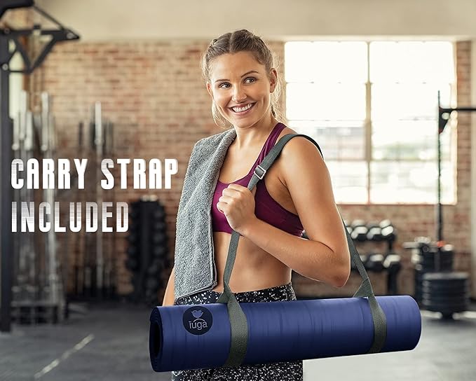IUGA Pro Yoga Mat Non Slip Pilates Mat Anti-tear Eco Friendly Hot Yoga Mat with SGS Certified Material Free Carrying Strap Included