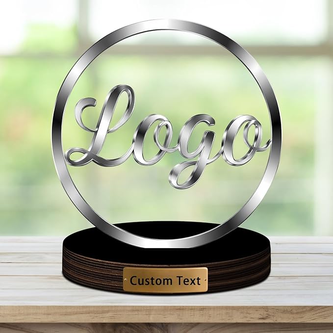 Personalized Acrylic Business Company Logo Statue Sign Plaque,Custom Photo Picture Office Store Company Logo Signage Sculpture Decor with Picture Text Logo for Business - Bloomnest