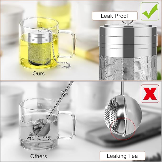 Numola Large Tea Infusers for Loose Tea, Extra Fine Mesh Large Tea Strainer for Spice Cooking, 304 Stainless Steel Tea with Extended Chain Hook for Teapot Cup - Bloomnest