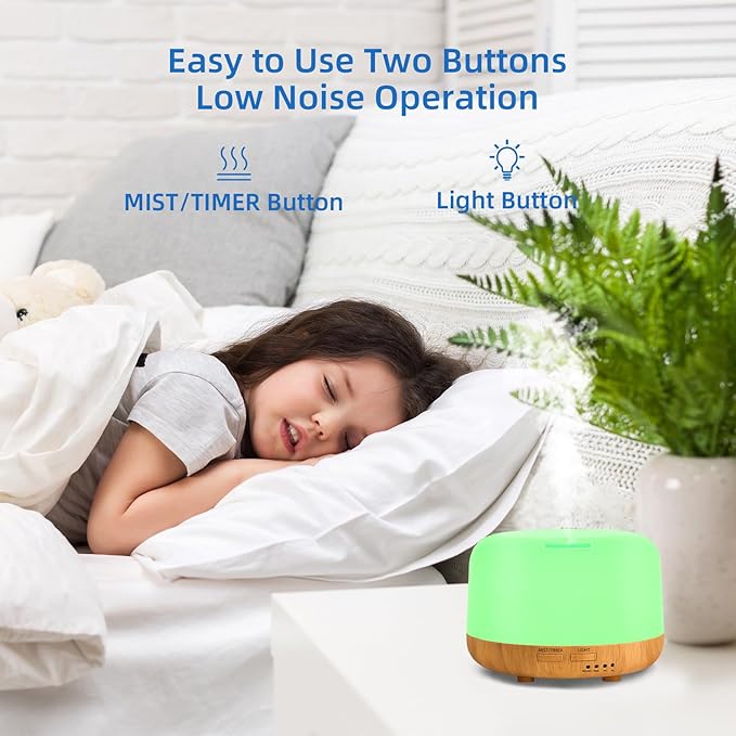 Aromatherapy Essential Oil Home Diffuser with Remote Control, 300ML Large Room Cool Mist Air Humidifier, 8 Hours Quiet Operation, Timer, 7 Colors LED Night Night，Suitable Home,Yoga. - Bloomnest