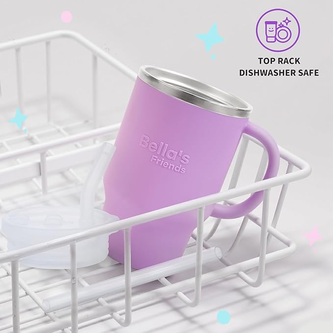 Bella's Friends Handy Mini Tumbler – Adorable 9 oz Sippy Cup for Toddlers 1-3 years old, Flexible Straw, Stainless Interior & Silicone Body, Leak‑Proof, Dishwasher Safe, Ideal for Travel or At Home - Bloomnest