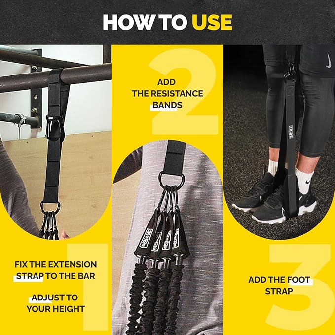 Pull Up Assistance Bands Set - 4 Heavy-Duty Pull Up Bands, Height Adjustable Strap & Comfortable Foot Strap - Stackable Pull Up Resistance Bands for Pull Ups - Bloomnest