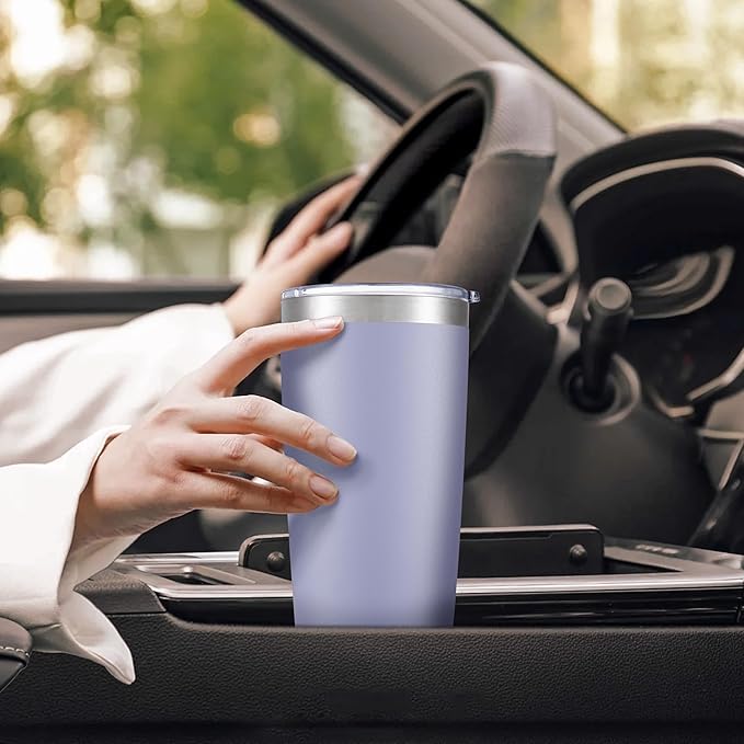 20 oz Tumbler with Lid Stainless Steel Insulated Tumblers Bulk Double Wall Vacuum Cups Powder Coated Travel Mug Keep Drinks Cold and Hot, Cosmic Lilac, 4 Pack