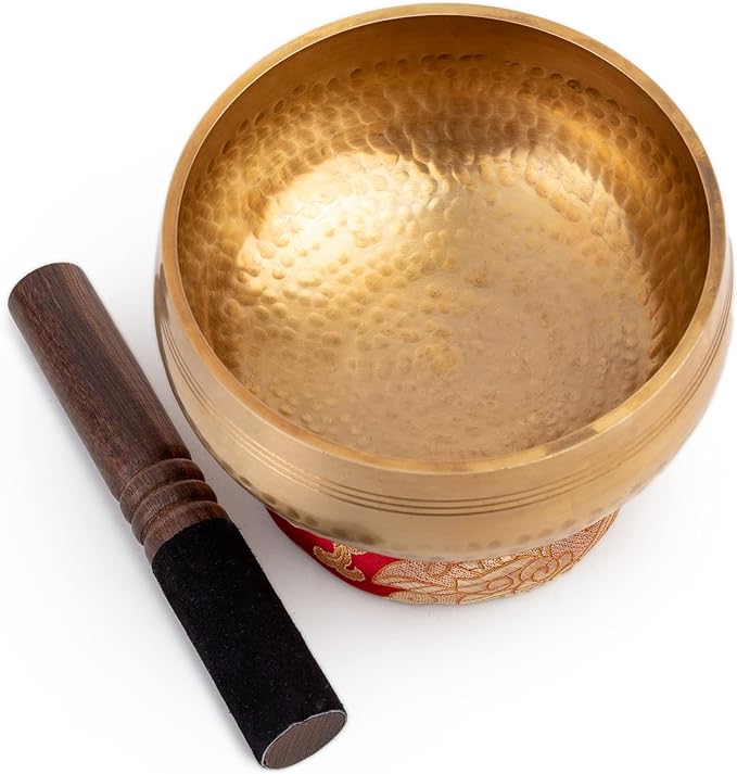 Tibetan Singing Bowl Set - Easy To Play for Beginners - Authentic Handcrafted Mindfulness Meditation Holistic Sound 7 Chakra Healing Gift by Himalayan Bazaar (6") - Bloomnest