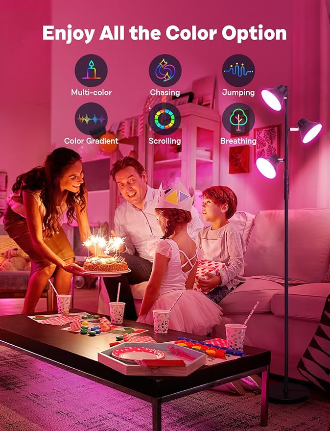 RGBCW Floor Lamp, 36W Bright Color Changing Lamp, Modern Stepless Dimmable LED RGB Floor Lamp with Remote & Touch Control, Standing Lamp for Living Room, Game Room, Bedroom - Bloomnest