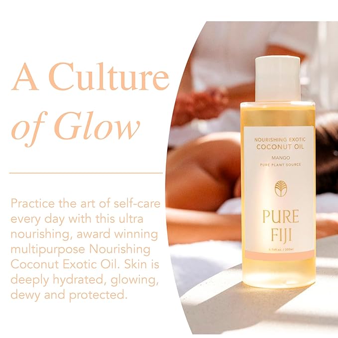 PURE FIJI Nourishing Exotic Coconut Body Oil, Mango (7.7 fl oz/230ml)