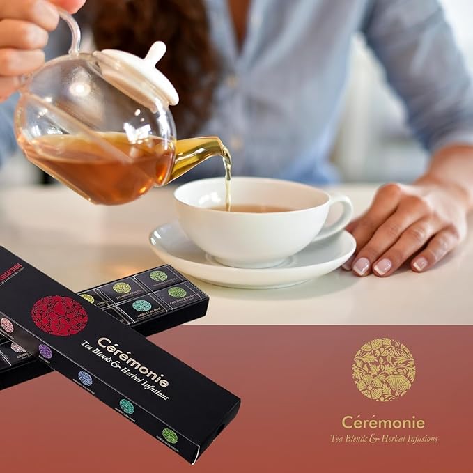 Ceremonie Tea Herbal Variety Pack - Kosher Set - Assorted Sampler With 12 Individually Wrapped Silky Mesh Herbal Bags - Single Serve Pouches - Bloomnest
