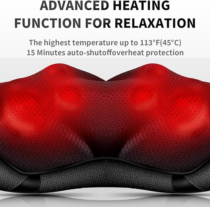 Shiatsu Neck and Back Massager with Heat, Shoulder Massager for Pain Relief Deep Tissue, Electric Deep 3D Kneading Full Body Massage Pillow for Women Men Home Office and Car - Bloomnest