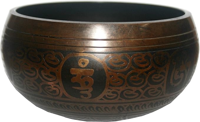 3382 SB Tibetan Auspicious Symbol Singing Bowl Set ~ Mallet Cushion Meditation Chakra Healing Prayer Yoga Mindfulness (SB-3382-F) - Bloomnest