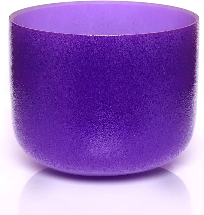 TERRITORY B Note Crown Chakra Purple Colored Quartz Frosted Crystal Singing Bowl 8 inch - Bloomnest