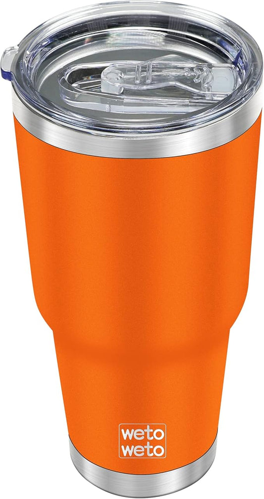 WETOWETO 30oz Tumbler, Stainless Steel Vacuum Insulated Water Coffee Tumbler Cup, Double Wall Powder Coated Spill-Proof Travel Mug Thermal Cup for Home Outdoor (Orange, 1 Pack)