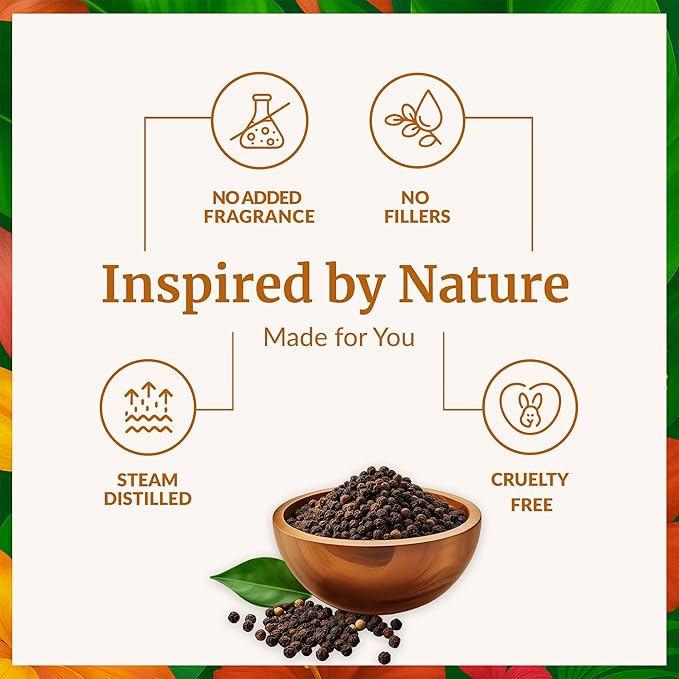 SVA Black Pepper Essential Oil – 4 Fl Oz – 100% Natural Black Pepper Oil - for Diffuser, Hair Care, Face, Skin Care, Aromatherapy, Scalp and Body Massage, Soap and Candle Making – with Dropper - Bloomnest