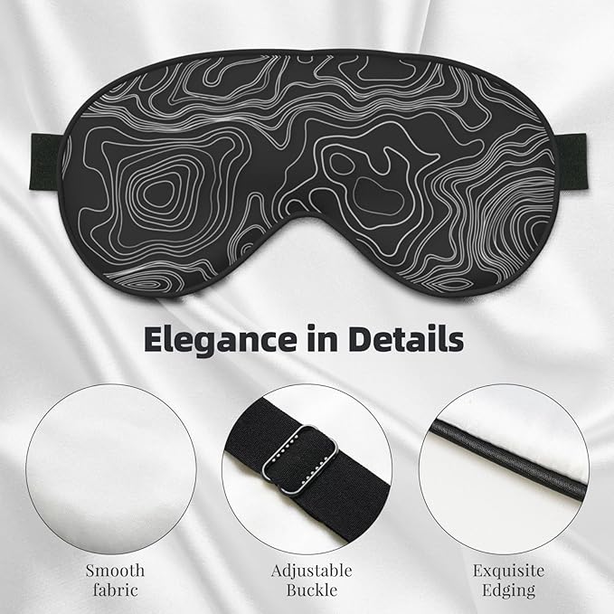 Sleep Eye Mask Topographic Map Sleep Mask for Women Men Comfortable Eye Mask with Adjustable Strap Soft Eye Cover Blindfold for Travel Yoga Nap Shift Work - Bloomnest