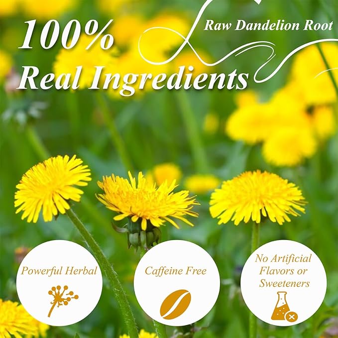 WT WEETEE Raw Dandelion Root Tea Bags, 100 Count Premium Dandelion Tea, Natural, Unprocessed, Earthy Flavor, Caffeine Free Herbal Tea - Bloomnest