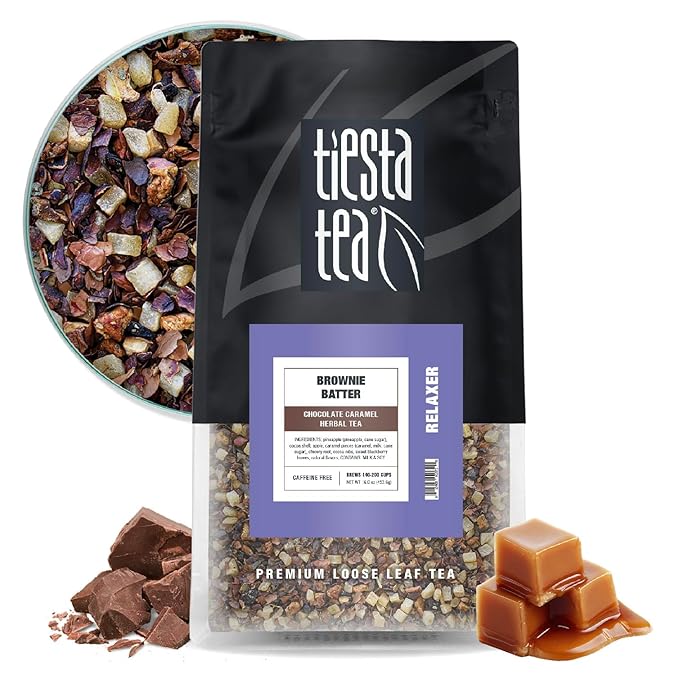 Tiesta Tea - Brownie Batter, Loose Leaf, Chocolate Caramel Herbal Tea, Non-Caffeinated Blend, Make Hot or Iced & Brews Up to 140-200 Cups, 16 oz Resealable Bulk Pouch - Bloomnest