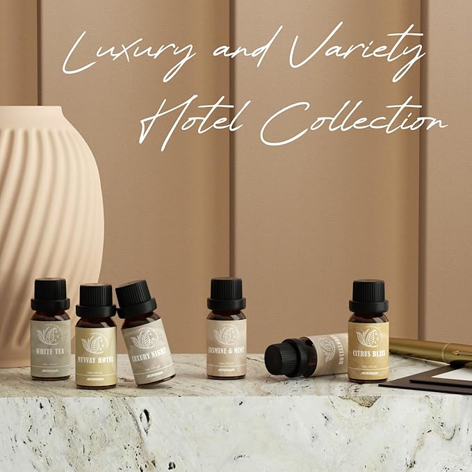 ARVIDSSON Hotel Diffuser Oils Gift Set, Hotel Scent Essential Oils for Diffuser, Luxury Fragrance Oil Blend - Jasmine & Mint, White Tea, Citrus Bliss, M-Way, Fancy Lobby, Gift for Women and Men - Bloomnest