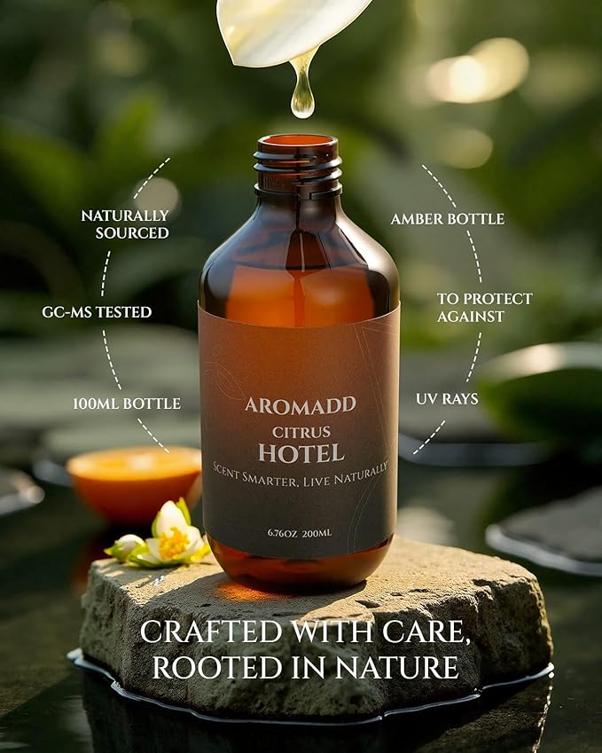 Citrus Hotel Diffuser Oil Inspired by Luxury Hotel Scent, Essential Oils for Waterless Diffuser, Luxury Lemon & Bergamot, Long-Lasting & Natural Home Fragrance - 6.76 fl oz (200 mL) - Bloomnest