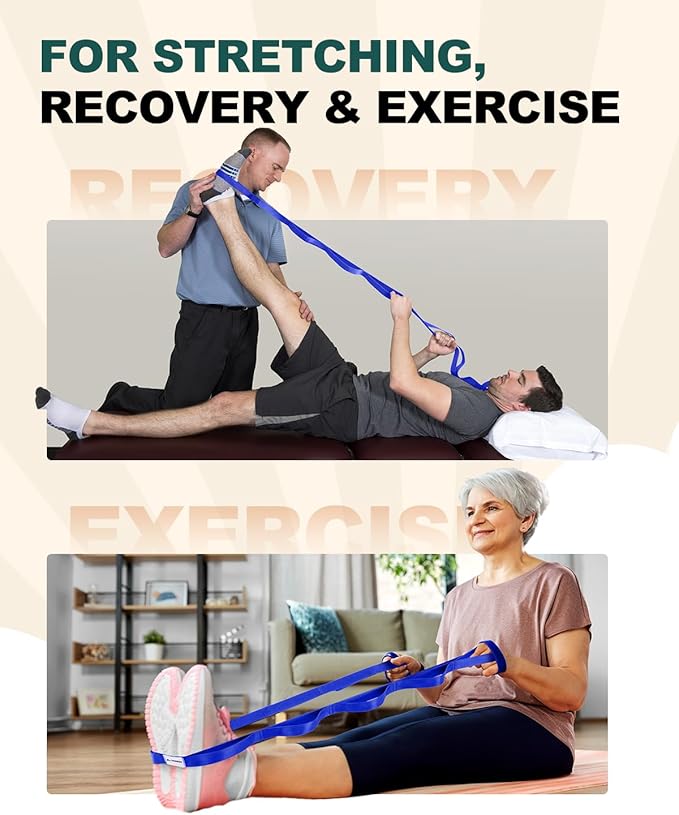 Trideer Stretching Strap Yoga Strap Physical Therapy for Home Workout, Exercise, Pilates and Gymnastics, 10 Loops Non-Elastic Stretch Bands with Aesthetic Packaging for Women & Men - Bloomnest