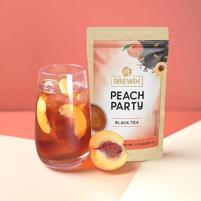 BREWIX, Peach Black Tea (25 Pyramid Bags) | Premium Black Tea with Peach | Floral & Refreshing | Iced or Hot | Caffeinated And Sugar-Free - Bloomnest