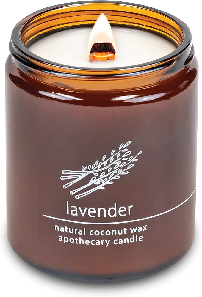 Hemlock Park Crackling Wood Wick Candle Handcrafted with Natural Coconut Wax (Standard 8 oz, Lavender) - Bloomnest