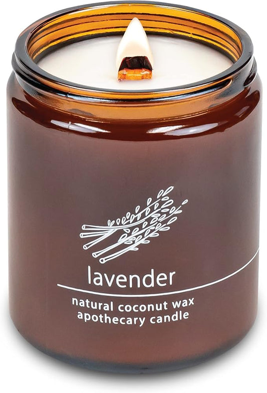 Hemlock Park Crackling Wood Wick Candle Handcrafted with Natural Coconut Wax (Standard 8 oz, Lavender) - Bloomnest