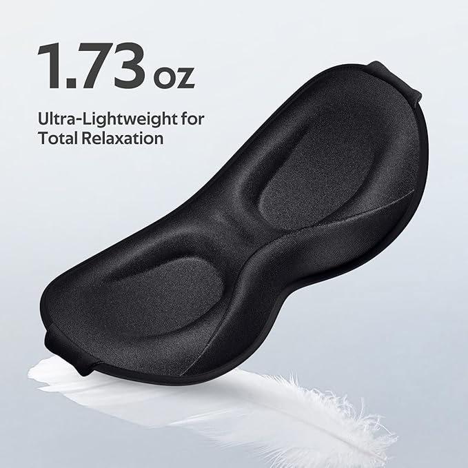 Sleep Mask for Men Women - 100% Blackout Eye Masks for Sleep - 3D Soft Sleeping Mask for Side Sleepers - Zero Pressure Lash Extensions Eye Cover Shade for Airplane Travel Essentials, Black - Bloomnest