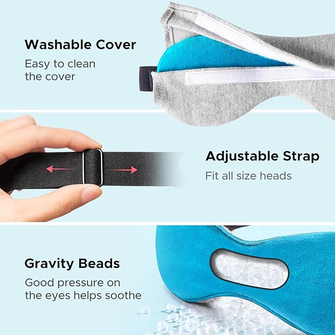 Ezona Heated Eye Mask, Warm Eye Compress Mask for Dry Eyes, USB Electric Eye Heating Pad with Temperature & Timer Control, Dry Eyes, Blepharitis, Sinus Migraine (Blue) - Bloomnest