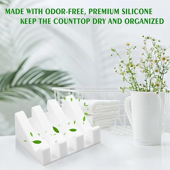 Self Draining Soap Dish Holder,Silicone Soap Dish,for Bathroom,Kitchen, Sponges，Can Extend Soap Life，Keep Soap Bars Dry and Easy Cleaning (Cream White,2-Pack) - Bloomnest